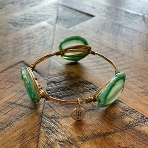 Bourbon and Bowties Emerald Green Stone Bangle Bracelet